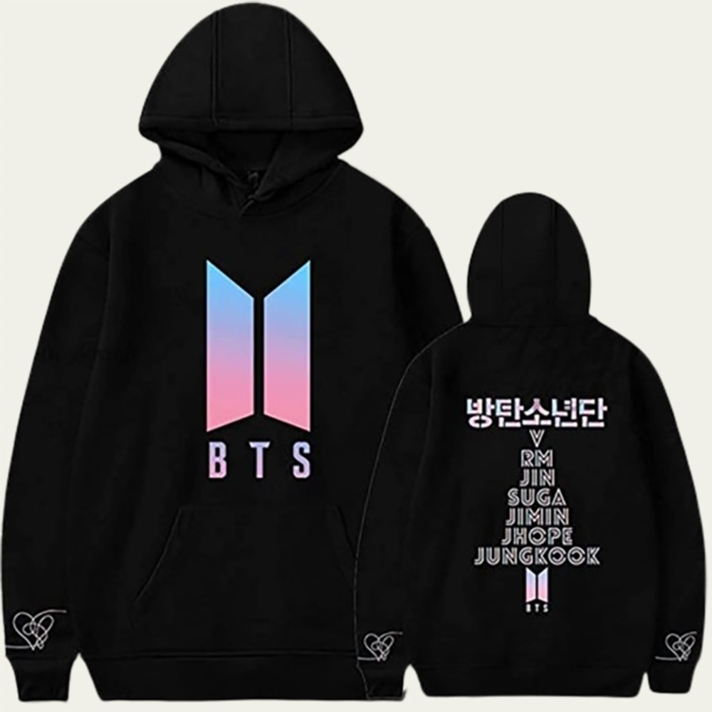 Black BTS Hoodie with Gradient Logo